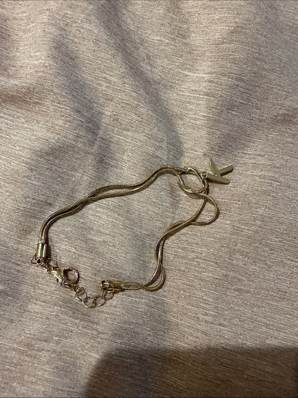SHEIN Gold Double Strand Bracelet with K Initial Charm